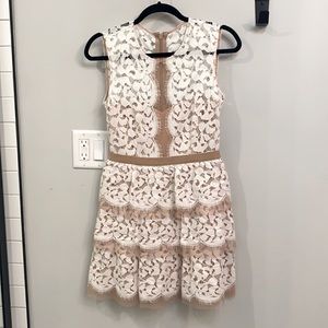 Nude and white mini dress